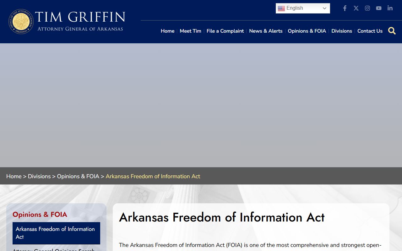 Arkansas Attorney General FOIA resource for public records access