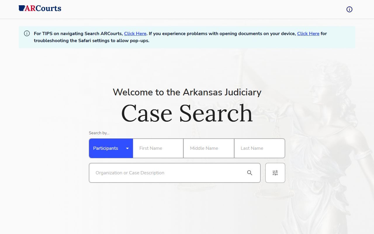 Search ARCourts statewide court case-search portal